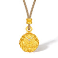 "Jiuhua Mountain" 24K Gold Diamond Swirl Engraved Round Pendant 0.03ct W0430055