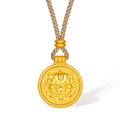 "Jiuhua Mountain" 24K Gold Diamond Mythical Beast Round Pendant 0.013ct W0430056