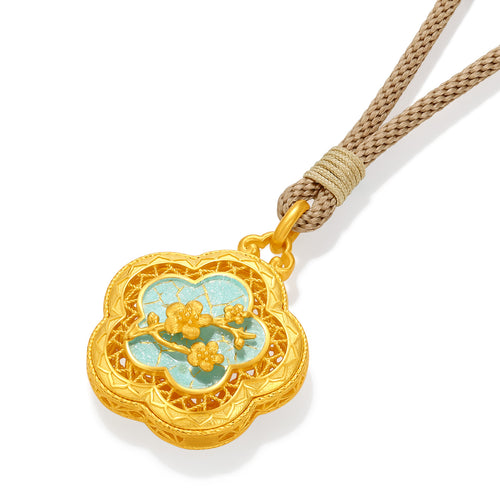 中國文化珍藏系列 - 汝窯 24K 黃金吊墜 花 5.05-7.05克 A0449245