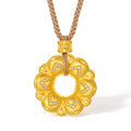 "Jiuhua Mountain" 24K Gold Diamond Lotus Flower Ring Pendant 0.0033ct W0436216