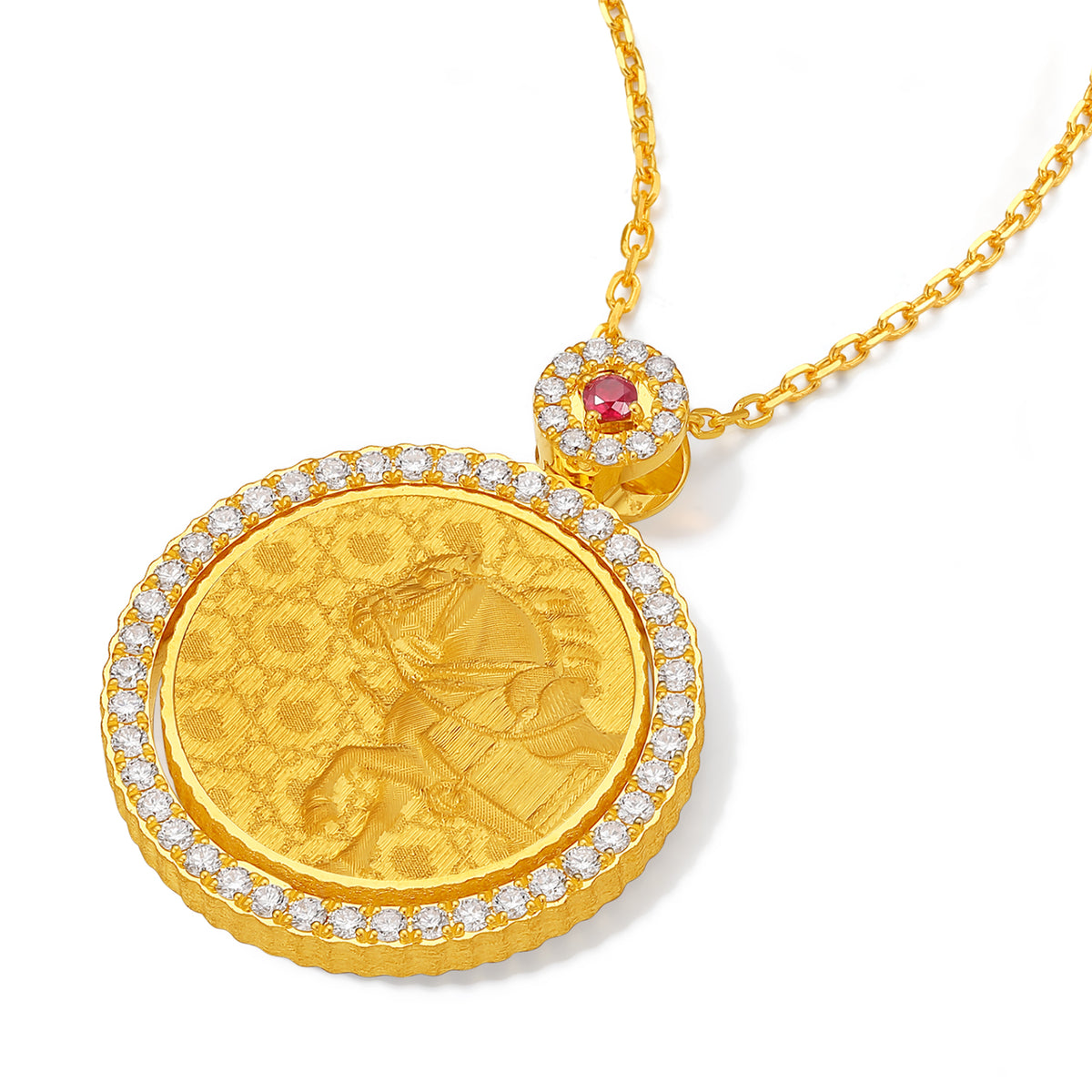"Chinese Culture Collection - Dan Qing" 999 24K Gold Pendant Necklace Diamond 0.0102ct Ruby 0.04ct Zodiac 14.7-16.5g W0650035