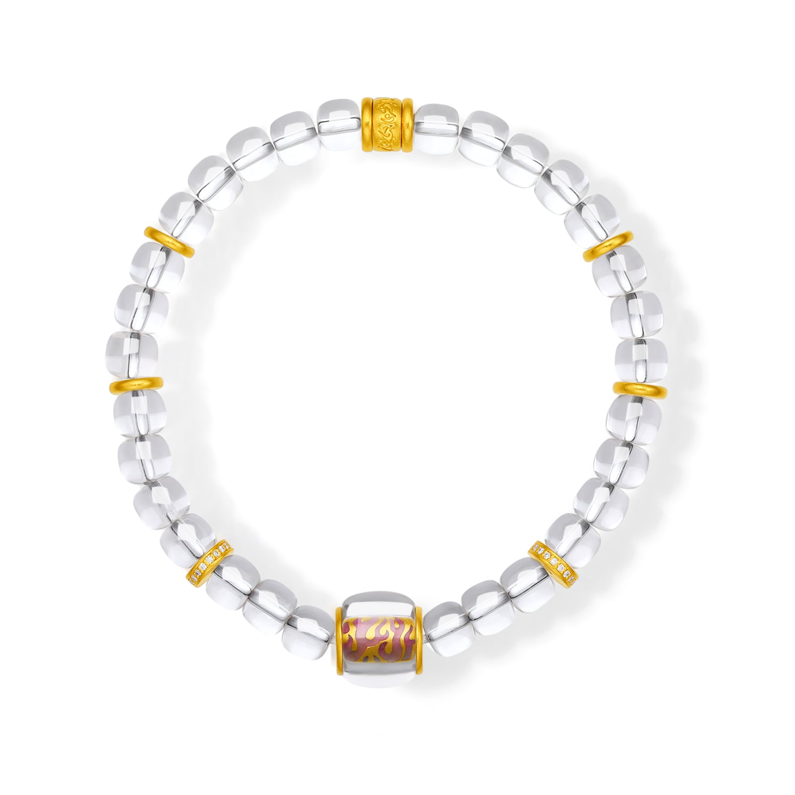 "Jiuhua Mountain" 24K Gold Crystal Bracelet 8.1-10.2g J1935605