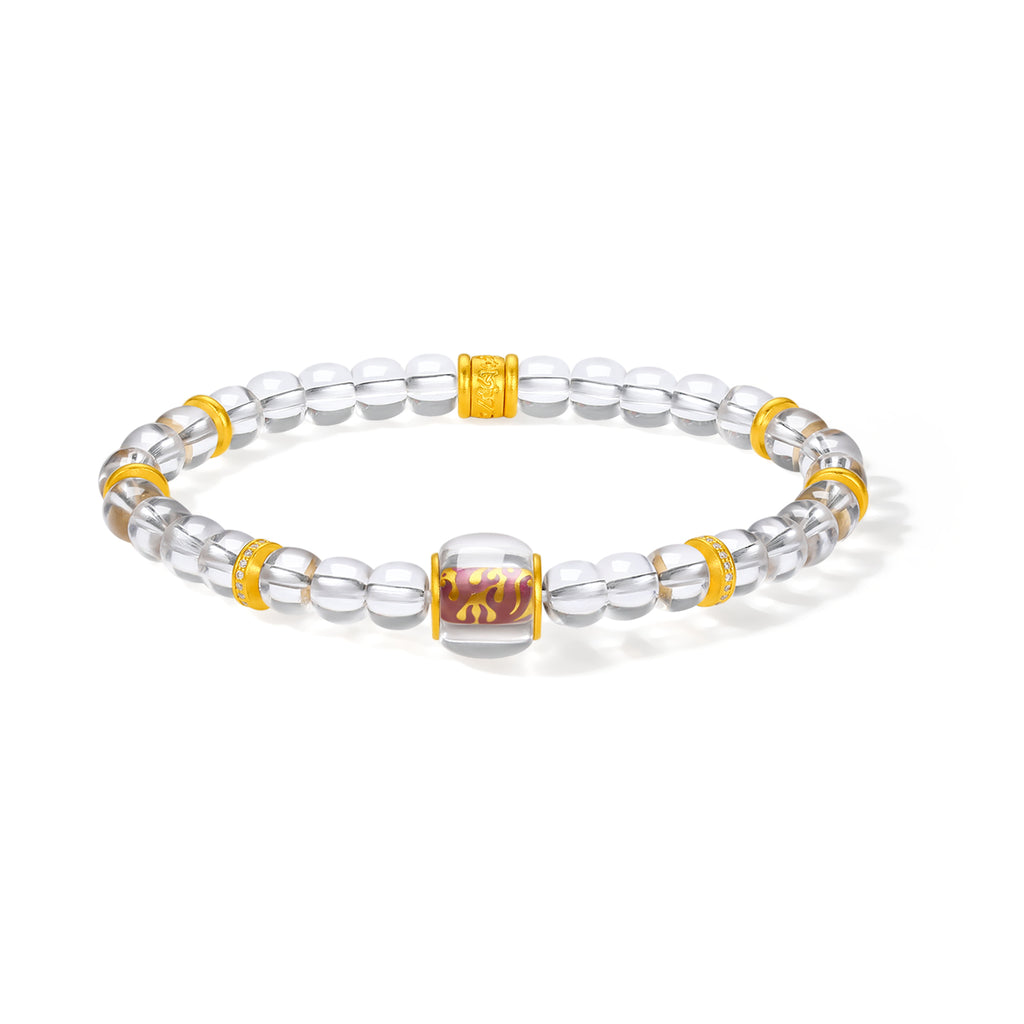 "Jiuhua Mountain" 24K Gold Crystal Bracelet 8.1-10.2g J1935605