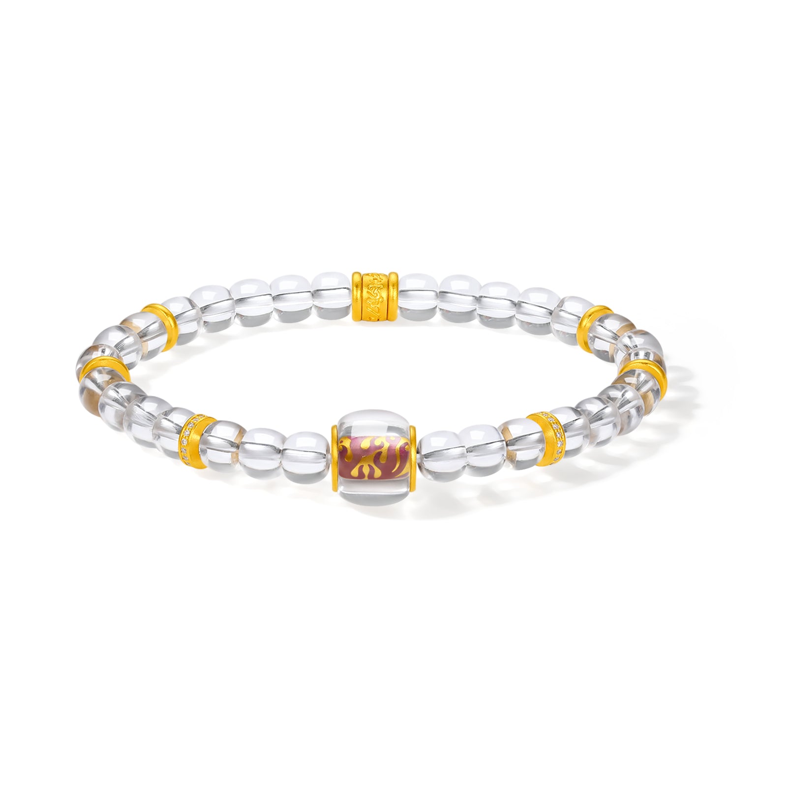 "Jiuhua Mountain" 24K Gold Crystal Bracelet 8.1-10.2g J1935605