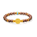"Jiuhua Mountain" 24K Gold Sandalwood Beaded Bracelet Diamond Enamel Square Charm W1936217