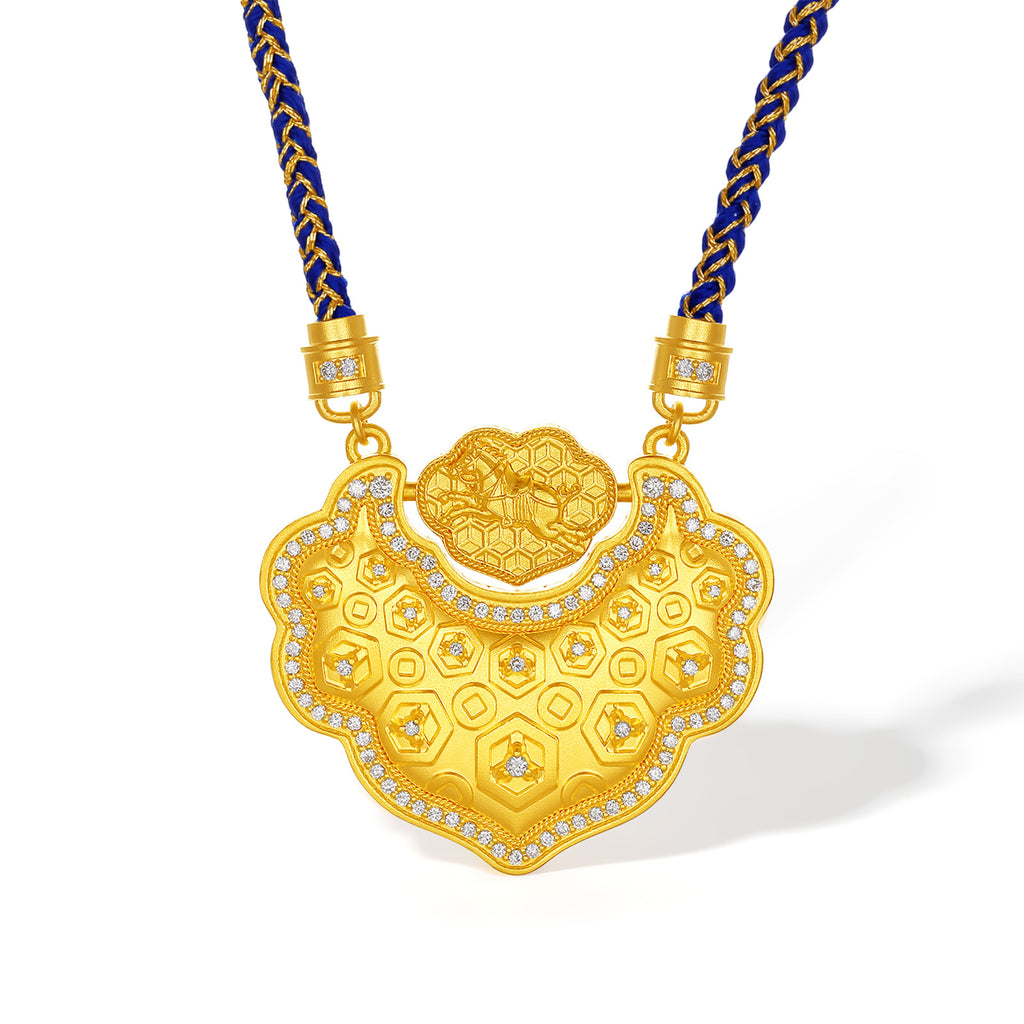 "Chinese Culture Collection - Dan Qing"999 24K Gold pendant 0.0043ct Ruyi 31-36g W0449932