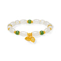 "Chinese Culture Collection - Dan Qing" 24K Gold Beaded Bracelet Hetian Jade 6.8-7.3*10.5-11mm Diamond 0.009ct 5.8-6.3mm Lotus 2.9-4.5g Y1940427