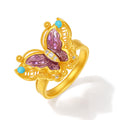 "Chinese Culture Collection - Dan Qing" 24K Gold Ring Diamond 0.007ct Butterfly 6.5-8.5g W0136612