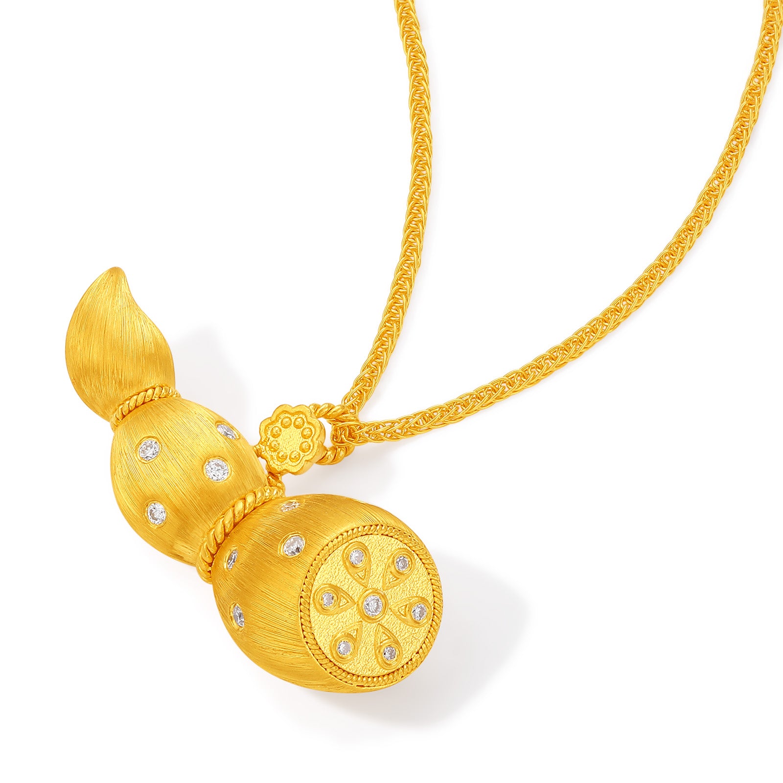 "Chinese Culture Collection - Dan Qing" 24K Gold Pendant Necklace Diamond 0.0073ct 0 0 Lotus Root 10.5-13.5g W0636432