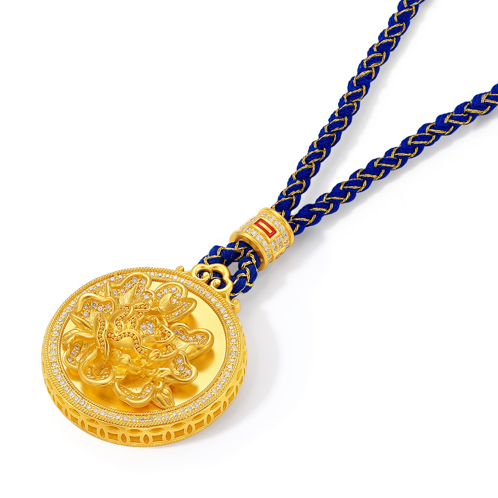 "Chinese Culture Collection - Dan Qing" 24K Gold Pendant Braided Rope Diamond 0.0018ct Along the River During the Qingming Festival 24.8-28.8g W0436580