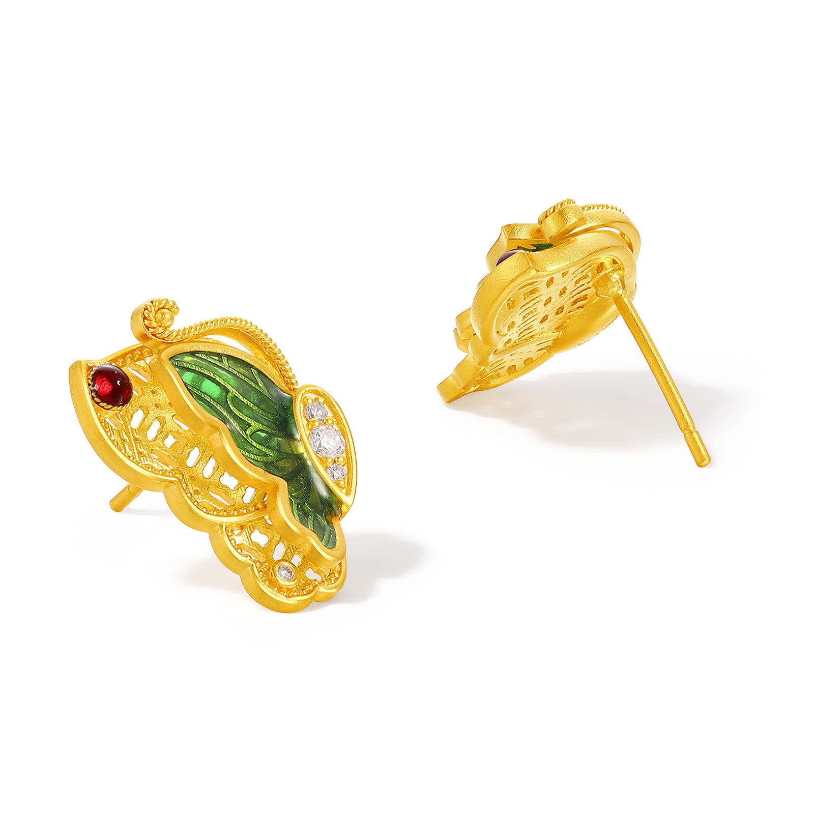 "Chinese Culture Collection - Dan Qing" 24K Gold Earrings Diamond 0.0094ct Butterfly 5.5-7.5g W0947500