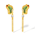 "Chinese Culture Collection - Dan Qing" 24K Gold Earrings Diamond 0.0097ct Pearl 4-4.5mm Butterfly 6.5-8.5g W0947487