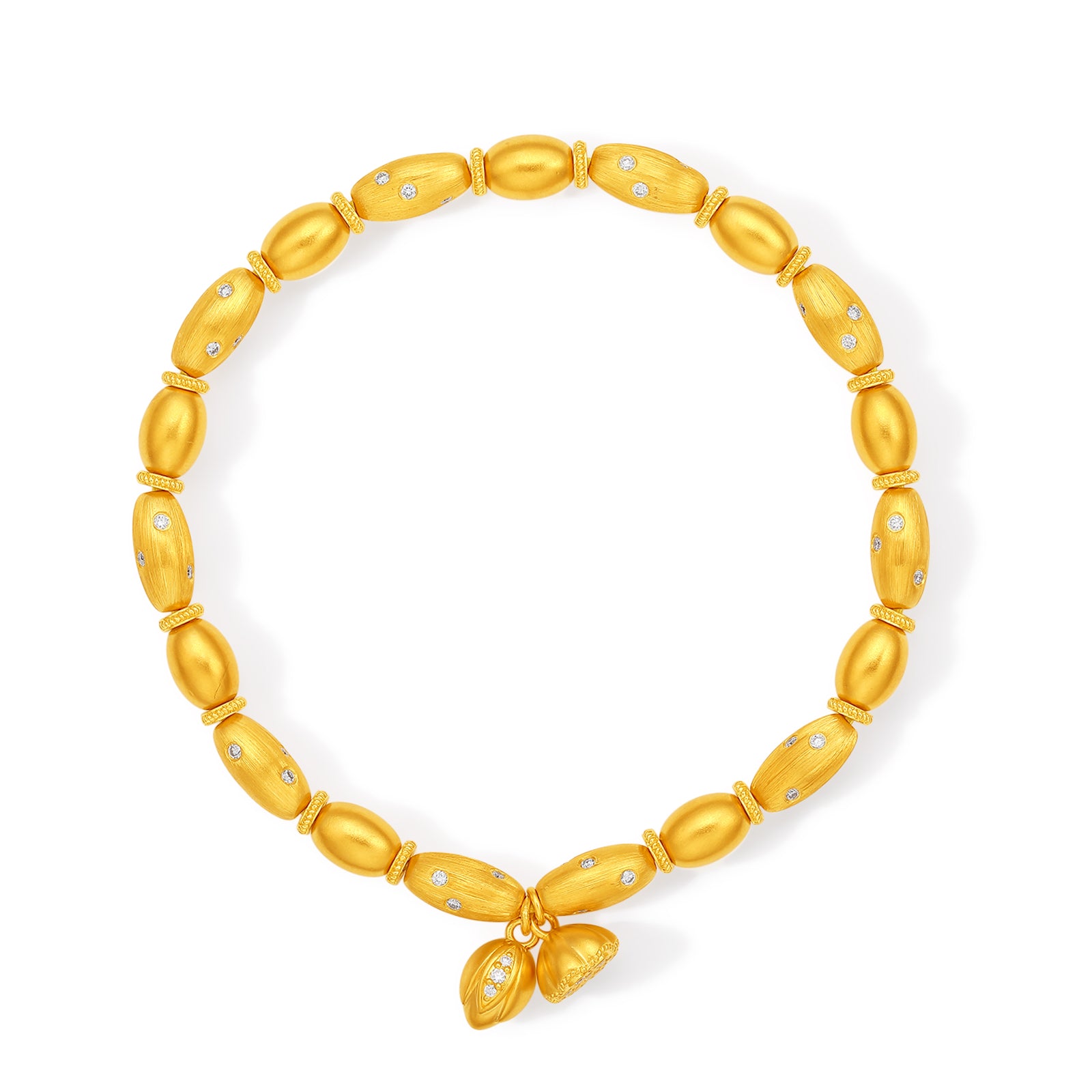 "Chinese Culture Collection - Dan Qing" 24K Gold Beaded Bracelet Diamond 0.0086ct Lotus Seedpod 25.2-30.2g W1936316