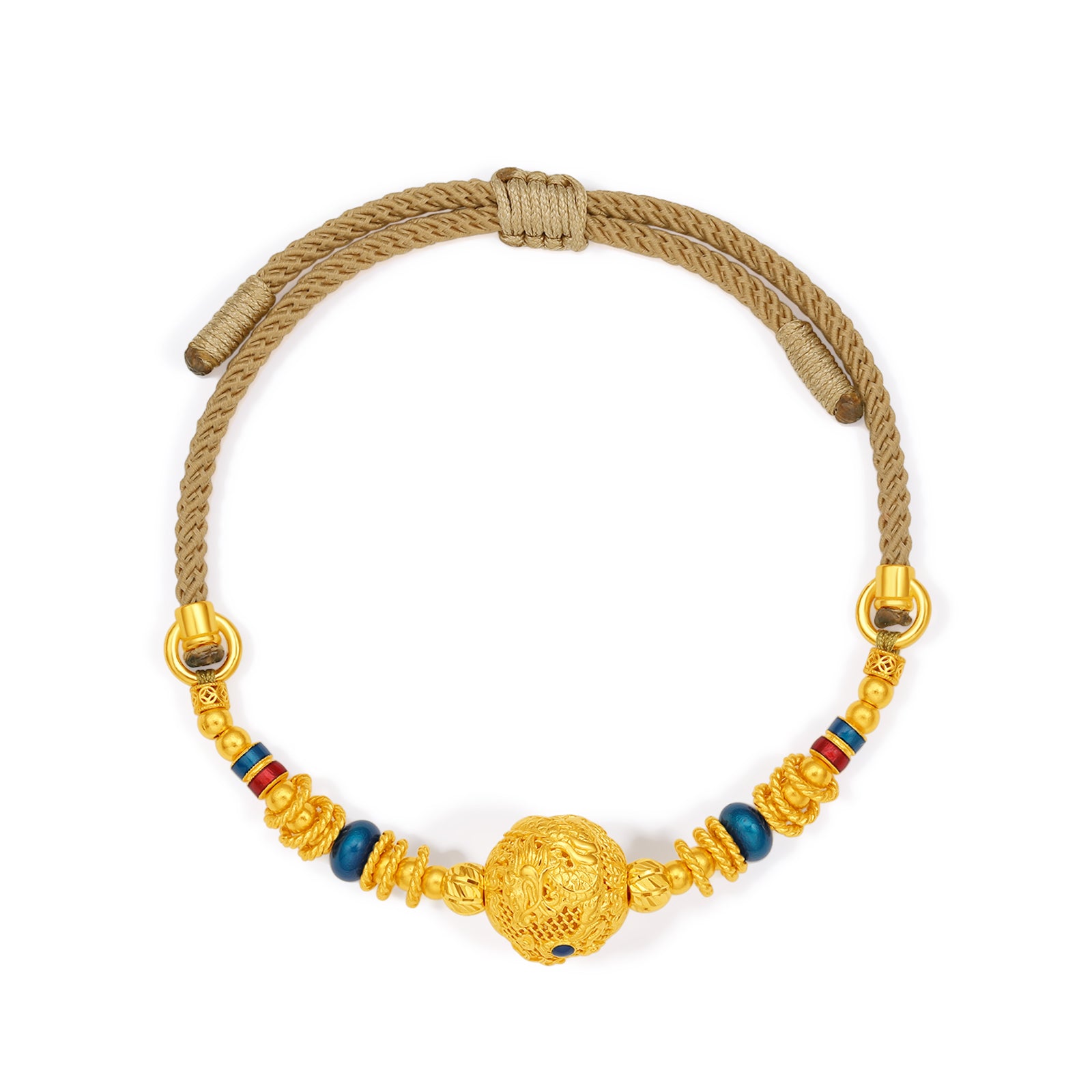 "Chinese Culture Collection - Wood Carving"  24K Gold String Bracelet   6.8-9.8g A1748377