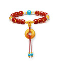 "Chinese Culture Collection - Dan Qing" 999 24K Gold Beaded Bracelet Agate 8-8.5*7-7.5mm Diamond 0.005ct Freshwater Pearl 8-8.5mm Gourd 6.5-9.5g J1950047