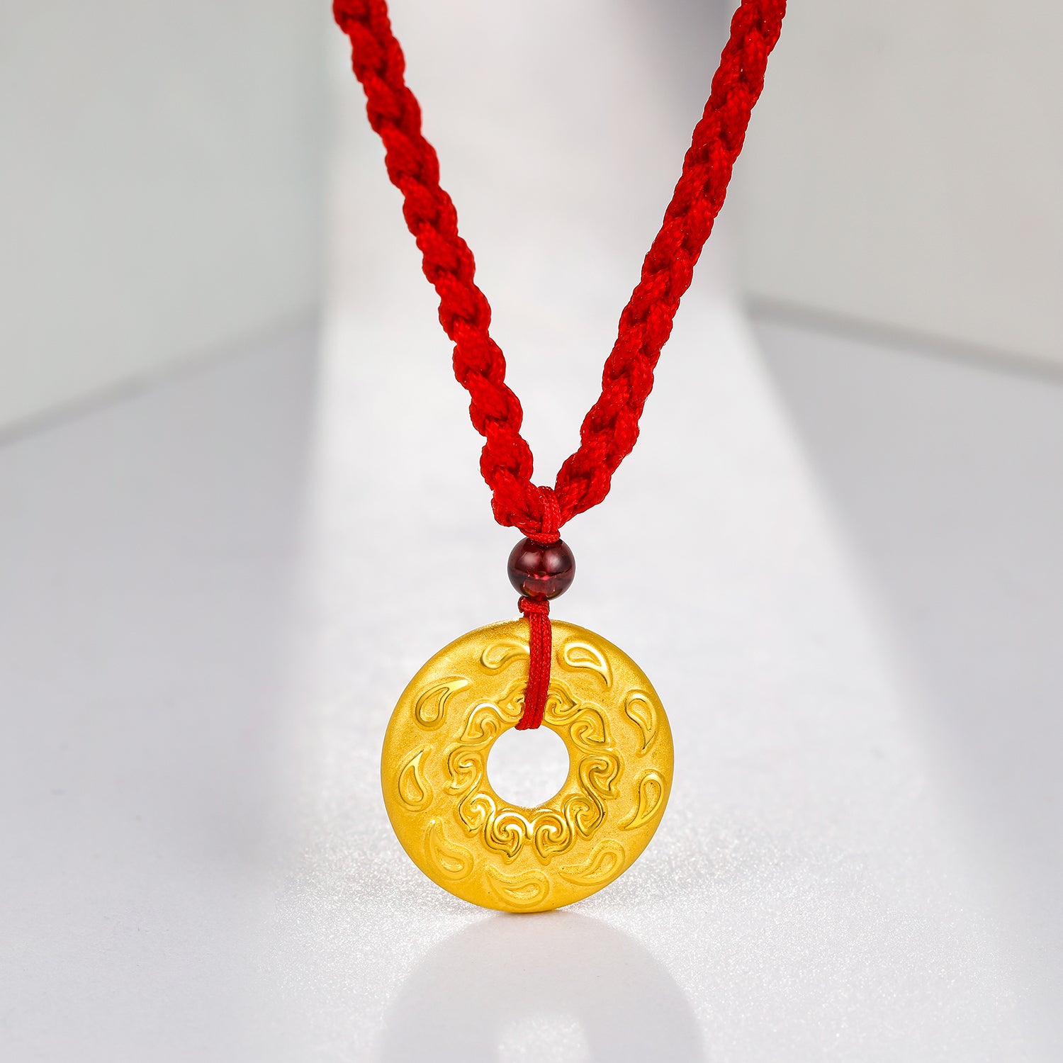 24K Gold Pendant Necklace 1.1-1.4g Ping An Kou AD040877