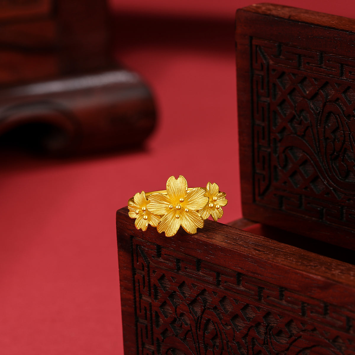 999 24K Gold Ring Flower 4-8g A018648