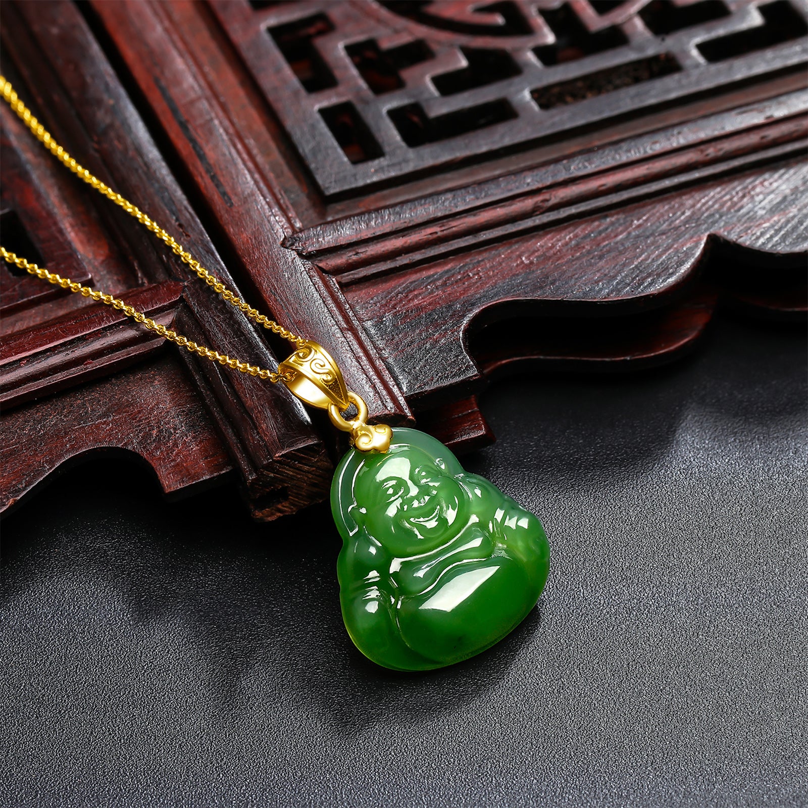 999.9 24K Gold Pendant Heitian Jade 0.35-0.55g Maitreya Buddha AAYB046936