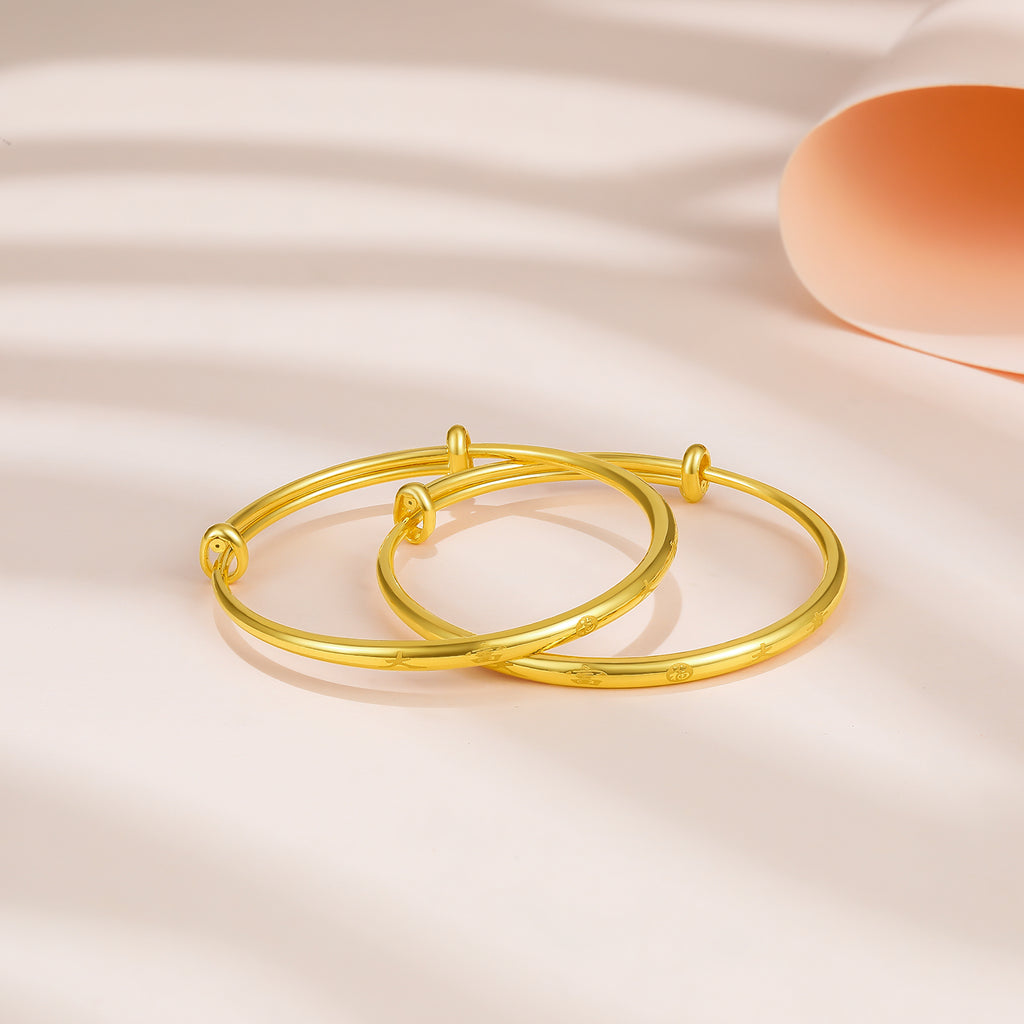 999 24K Gold Bangle Bracelet 6.5-7.5g AA107525