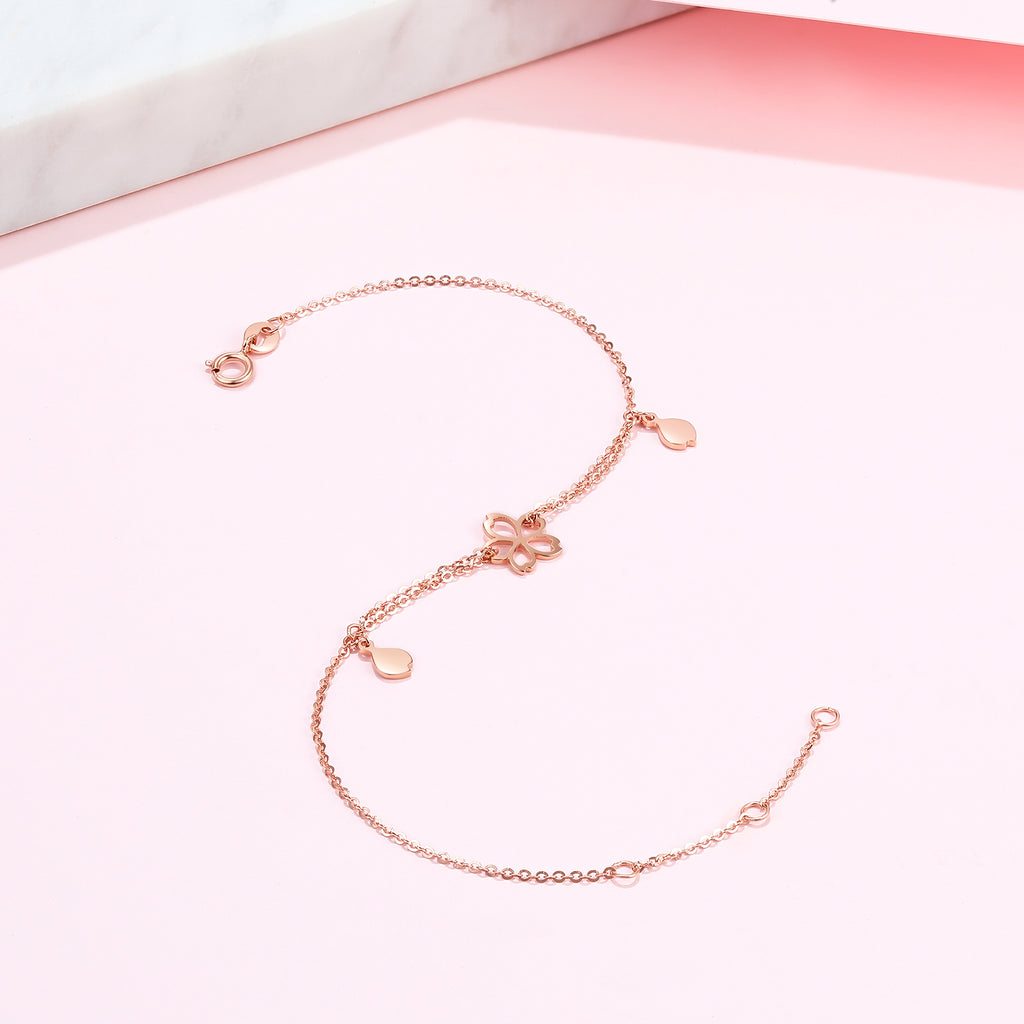   18K Rose Gold Chain Bracelet              Flower 0.95-1.35g C077936