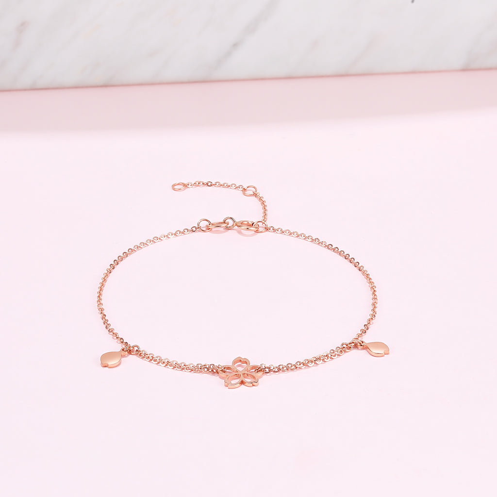   18K Rose Gold Chain Bracelet              Flower 0.95-1.35g C077936