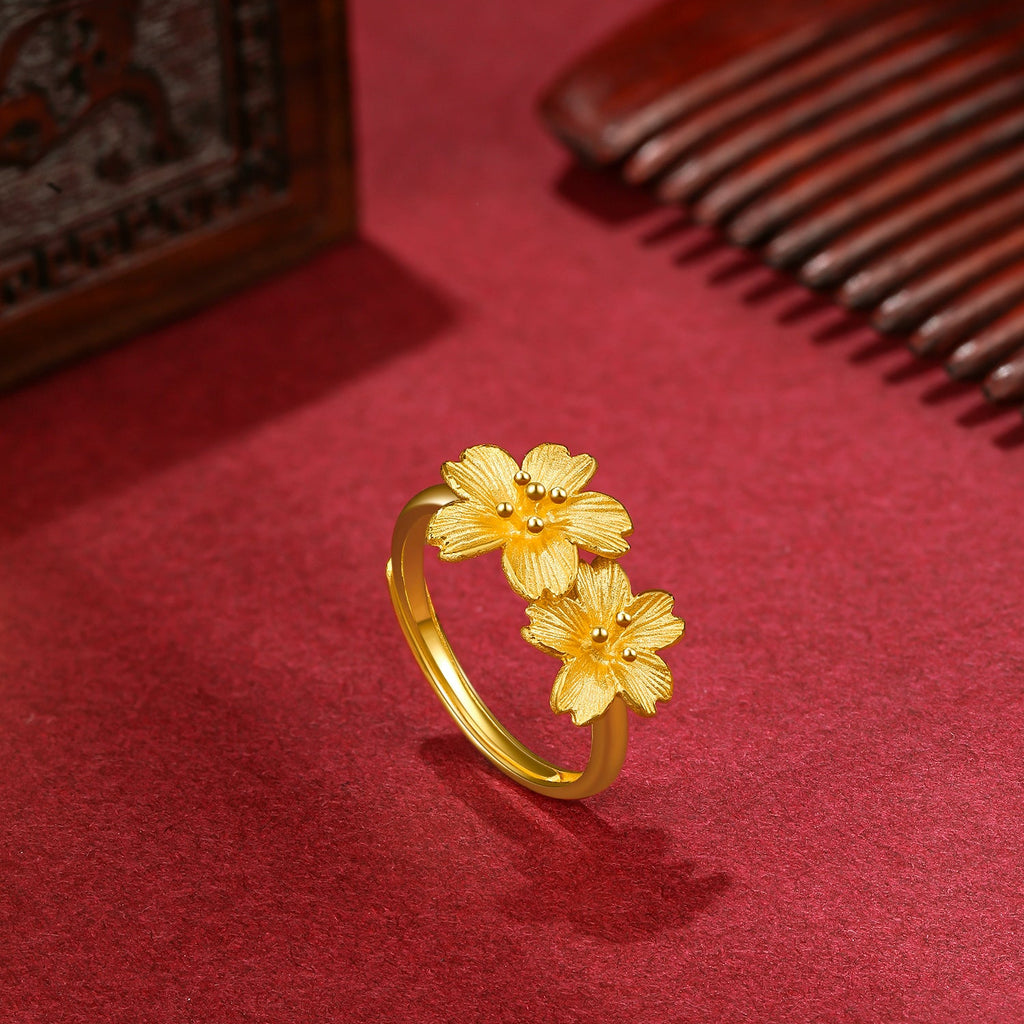 999 24K Gold Ring Flower 3-6g A018657