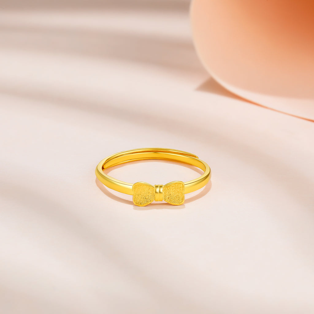 999 24K Gold Ring Bow 1.8-2.1g AA016686