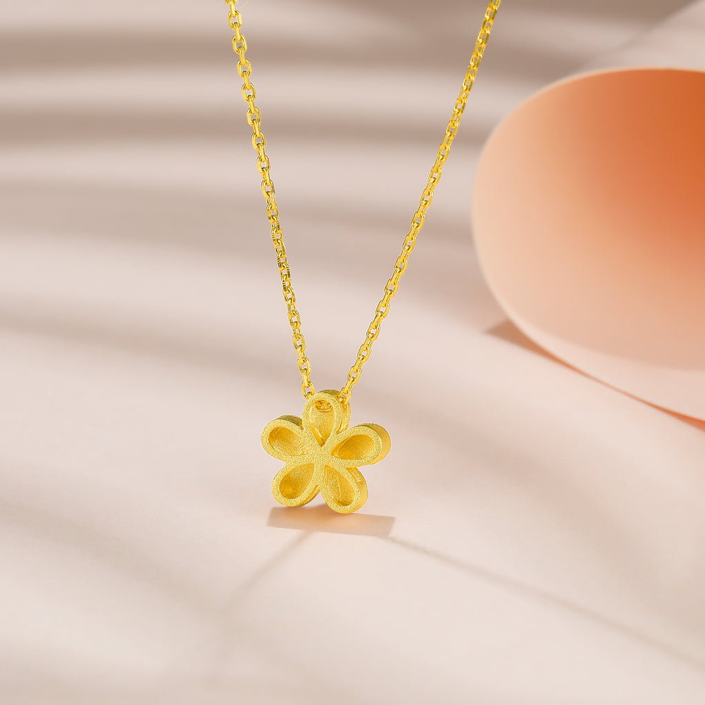   999 24K Gold Pendant Necklace              Flower 4.85-5.35g AA066593