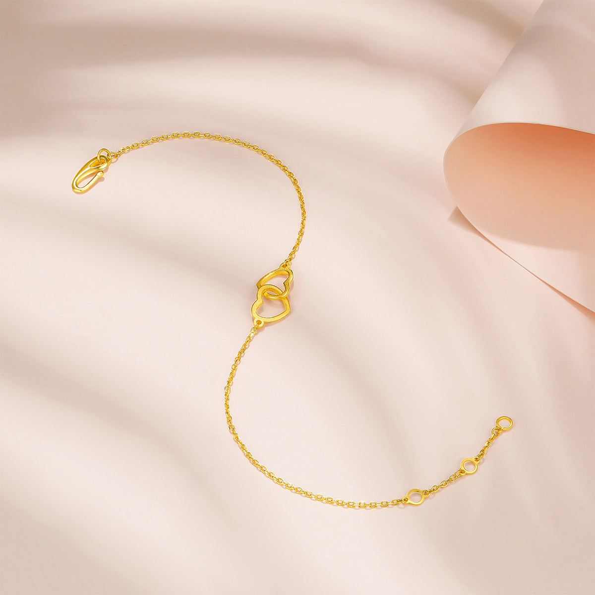 999 24K Gold Chain Bracelet Heart 2-2.4g AA076591