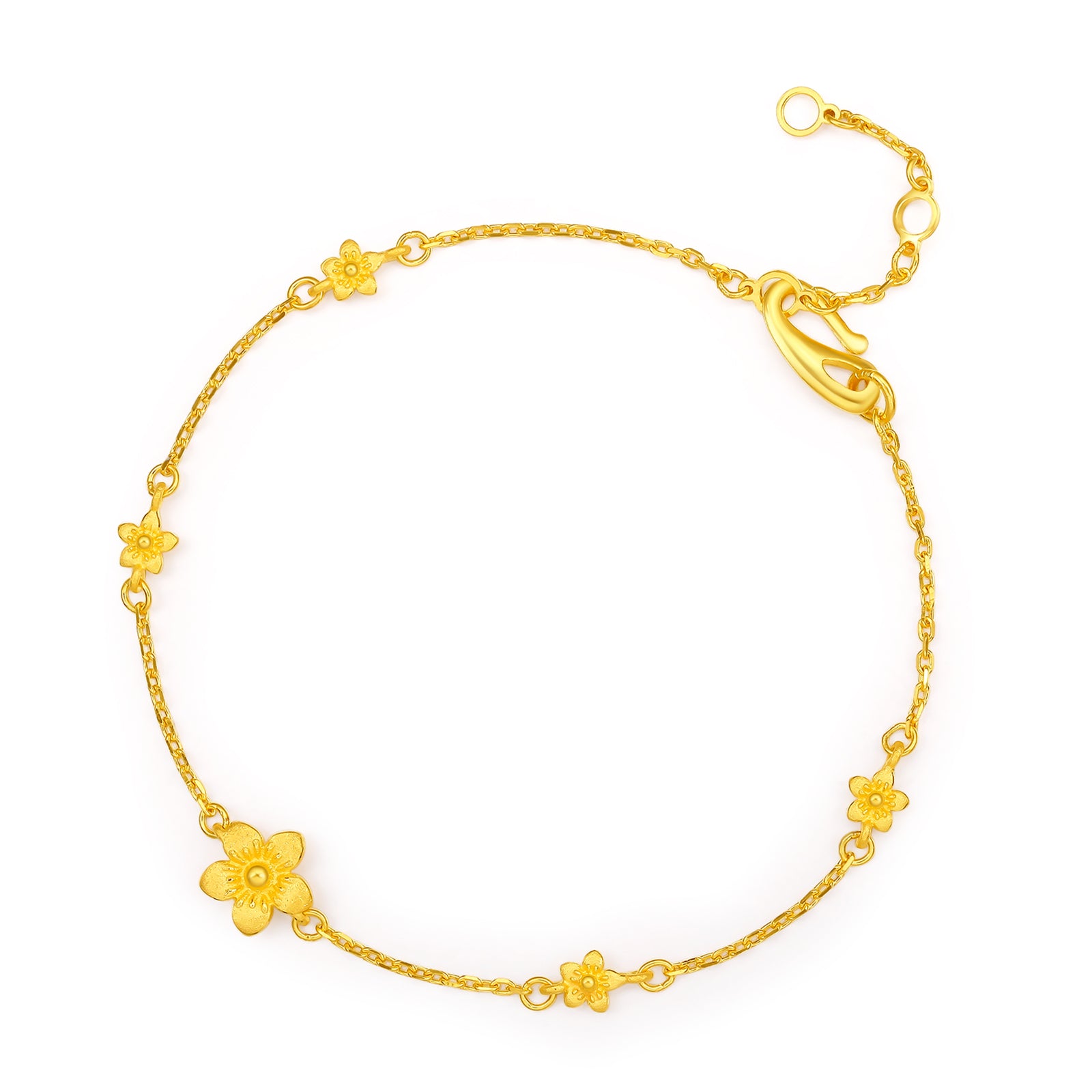 999 24K Gold Chain Bracelet Flower 2.9-3.3g AC074753