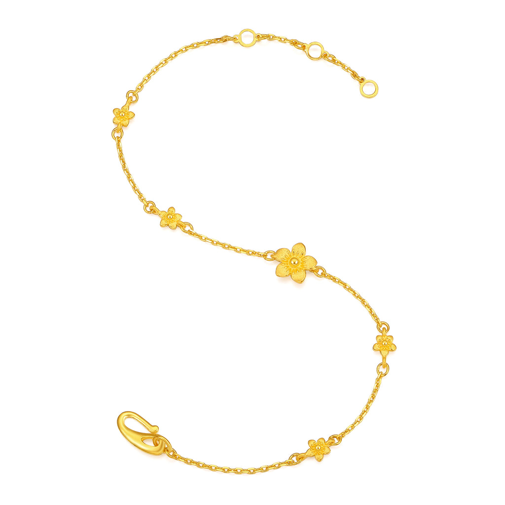 999 24K Gold Chain Bracelet Flower 2.9-3.3g AC074753