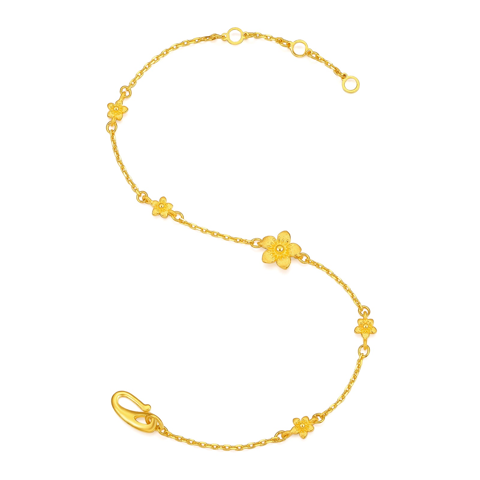 999 24K Gold Chain Bracelet Flower 2.9-3.3g AC074753