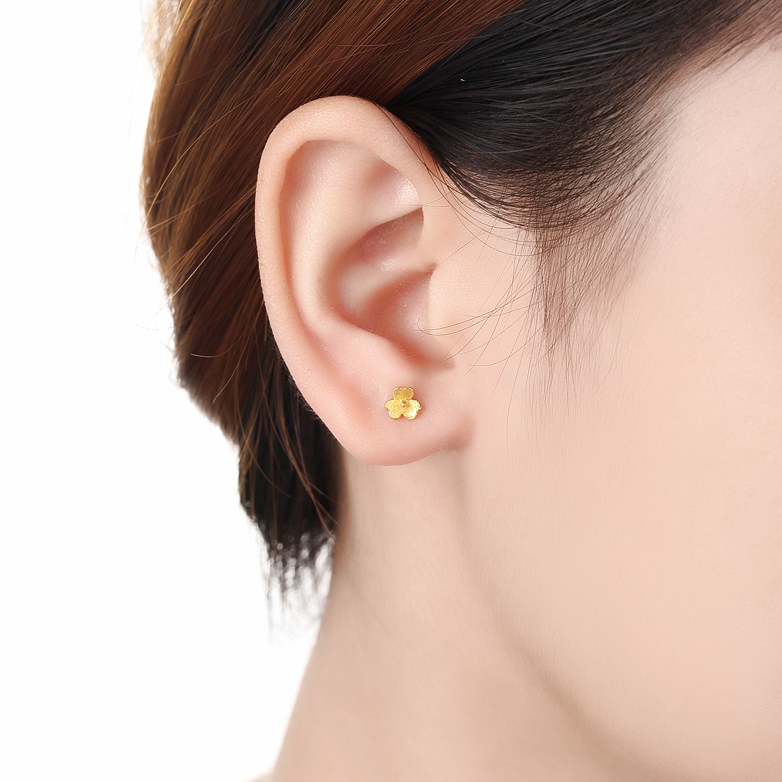 999.9 24K Gold Earrings Clover 0.5-0.7g AC090379
