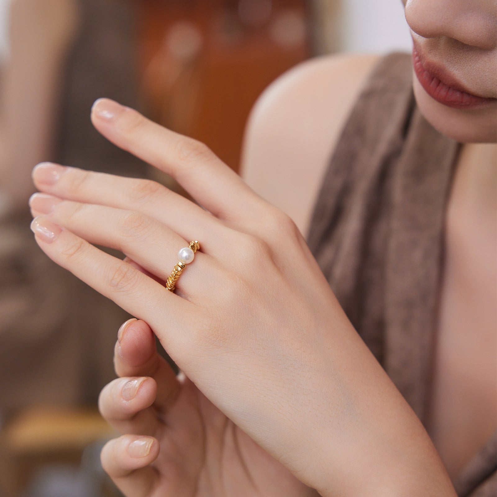 S925 Sterling Silver Ring Pearl 2.7-4.7g J0213751