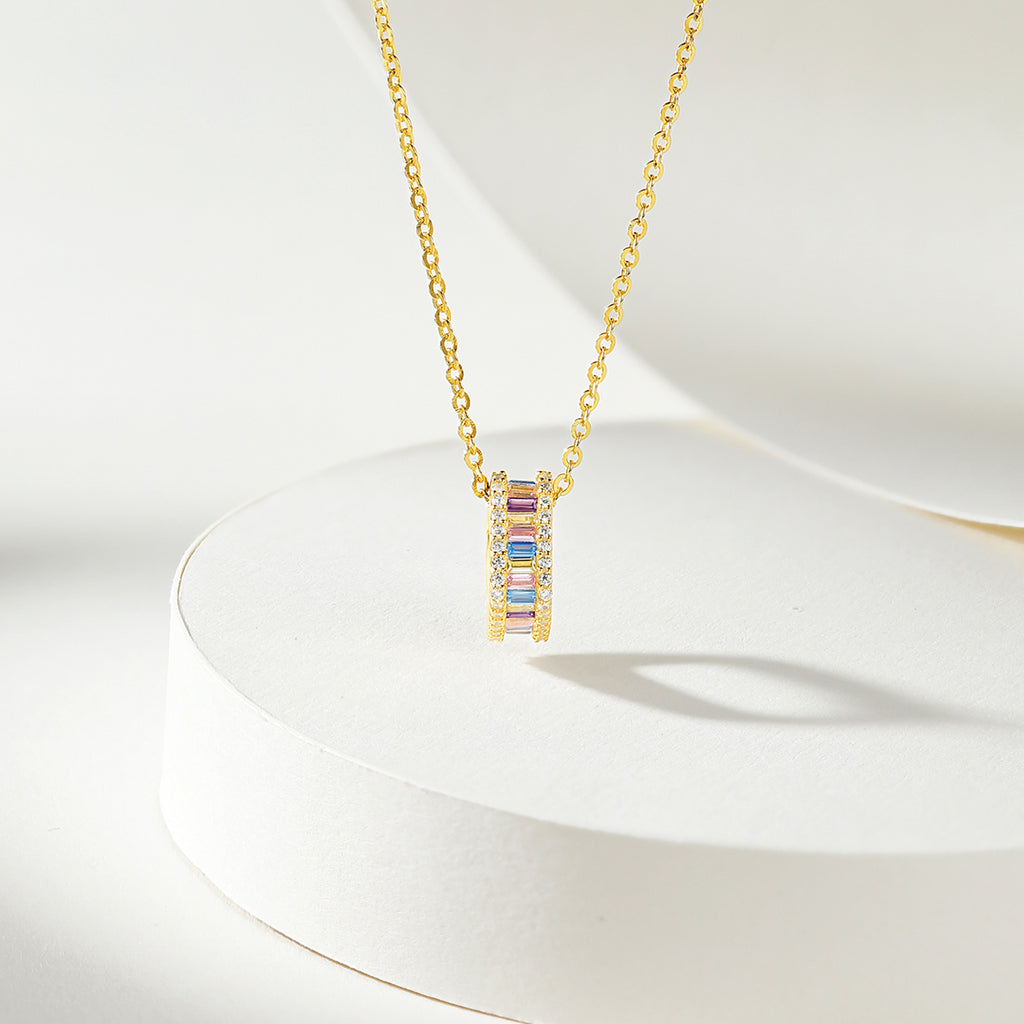 S925 Sterling Silver Pendant Necklace Cubic Zirconia 2.4-3.9g 40+5cm J0614525