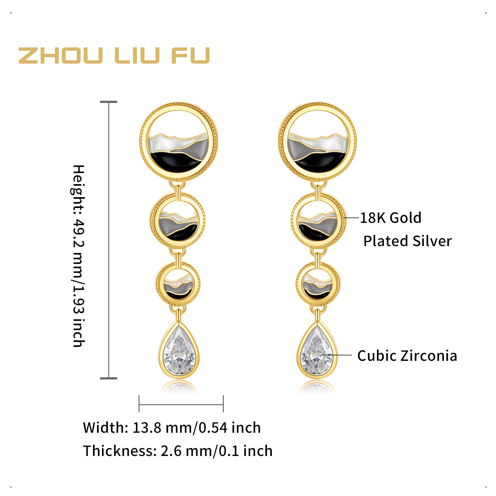 S925 Sterling Silver Earrings Cubic Zirconia 11-12.2g J0912881