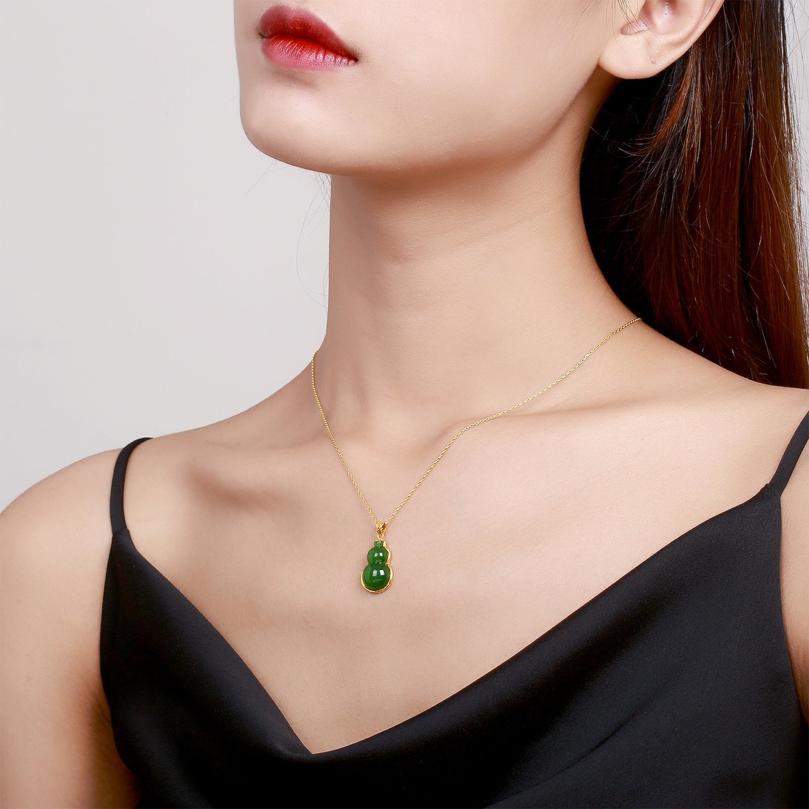 999.9 24K Gold Pendant Heitian Jade 0.8-1g Hulu AAYB046934