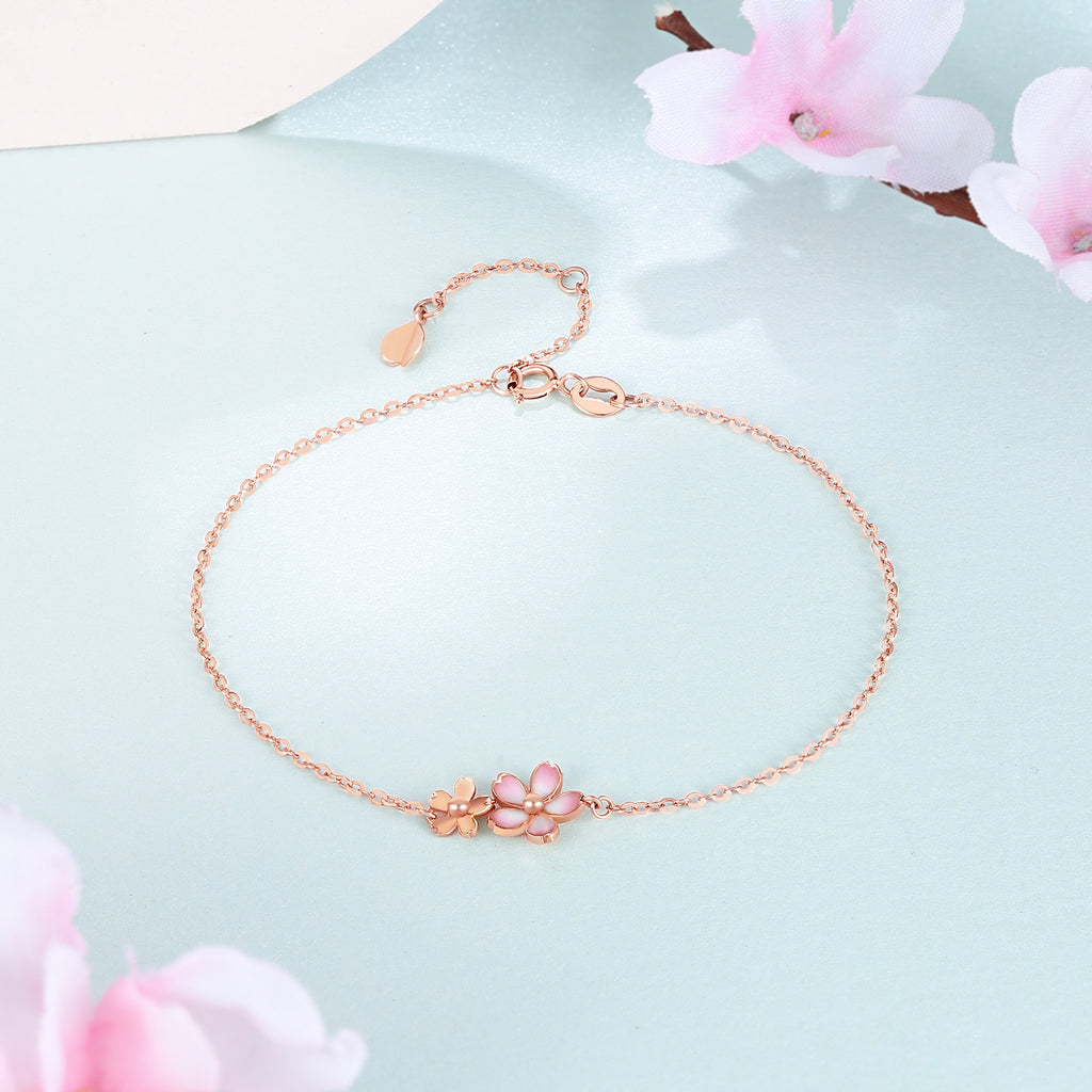 日艺馆 18K Rose Gold Chain Bracelet              Flower 1-1.4g KIHH076840