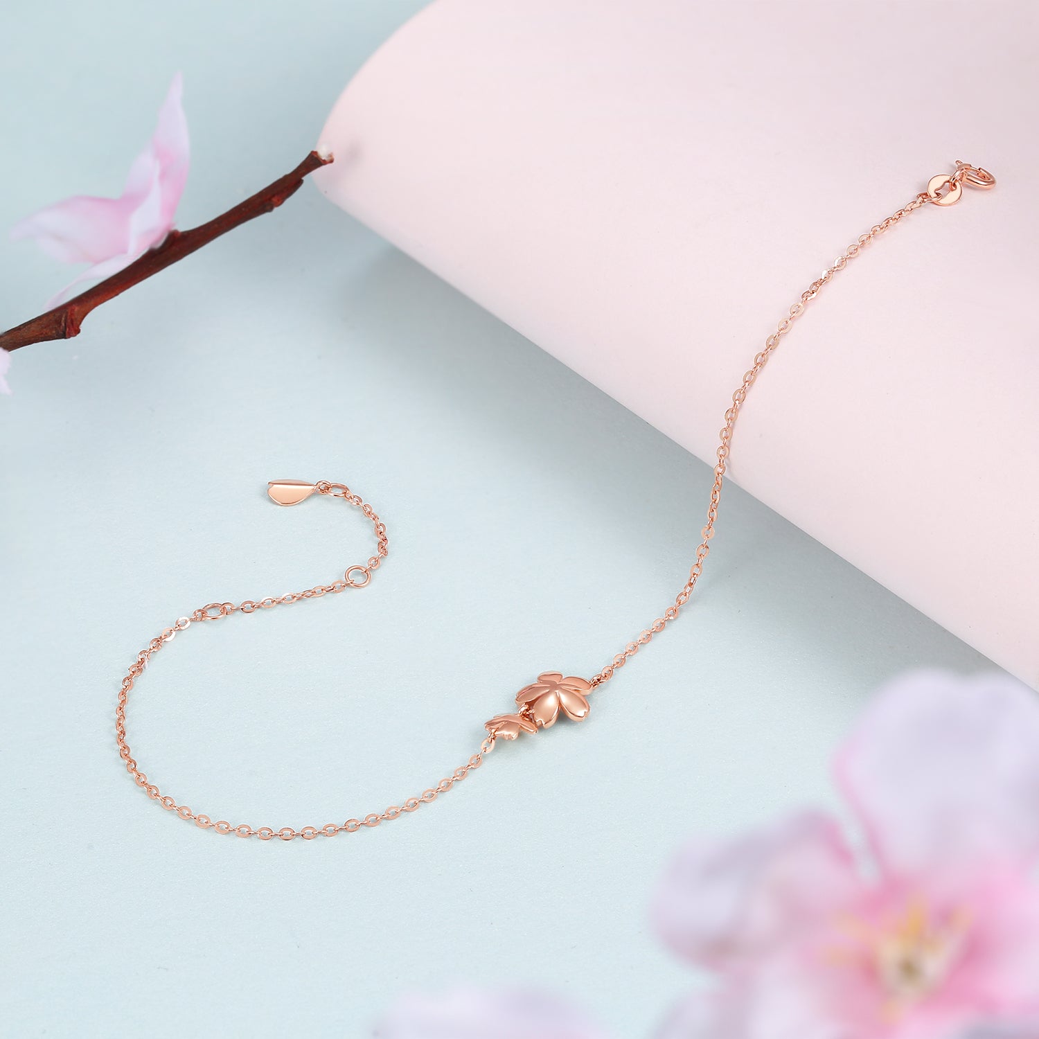 日艺馆 18K Rose Gold Chain Bracelet              Flower 1-1.4g KIHH076840