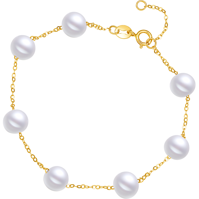 18K Yellow Gold Chain Bracelet Pearl 5.5-6mm 0.3-0.5g KHPB072728