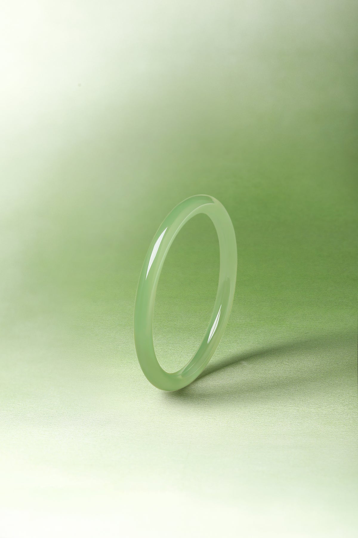 ZHOU LIU FU Chalcedony Jade Bangle Bracelets for Women Handmade Green Chalcedony Round Bracelet Natural Gemstone Lucky Jewelry Gift Her Mom