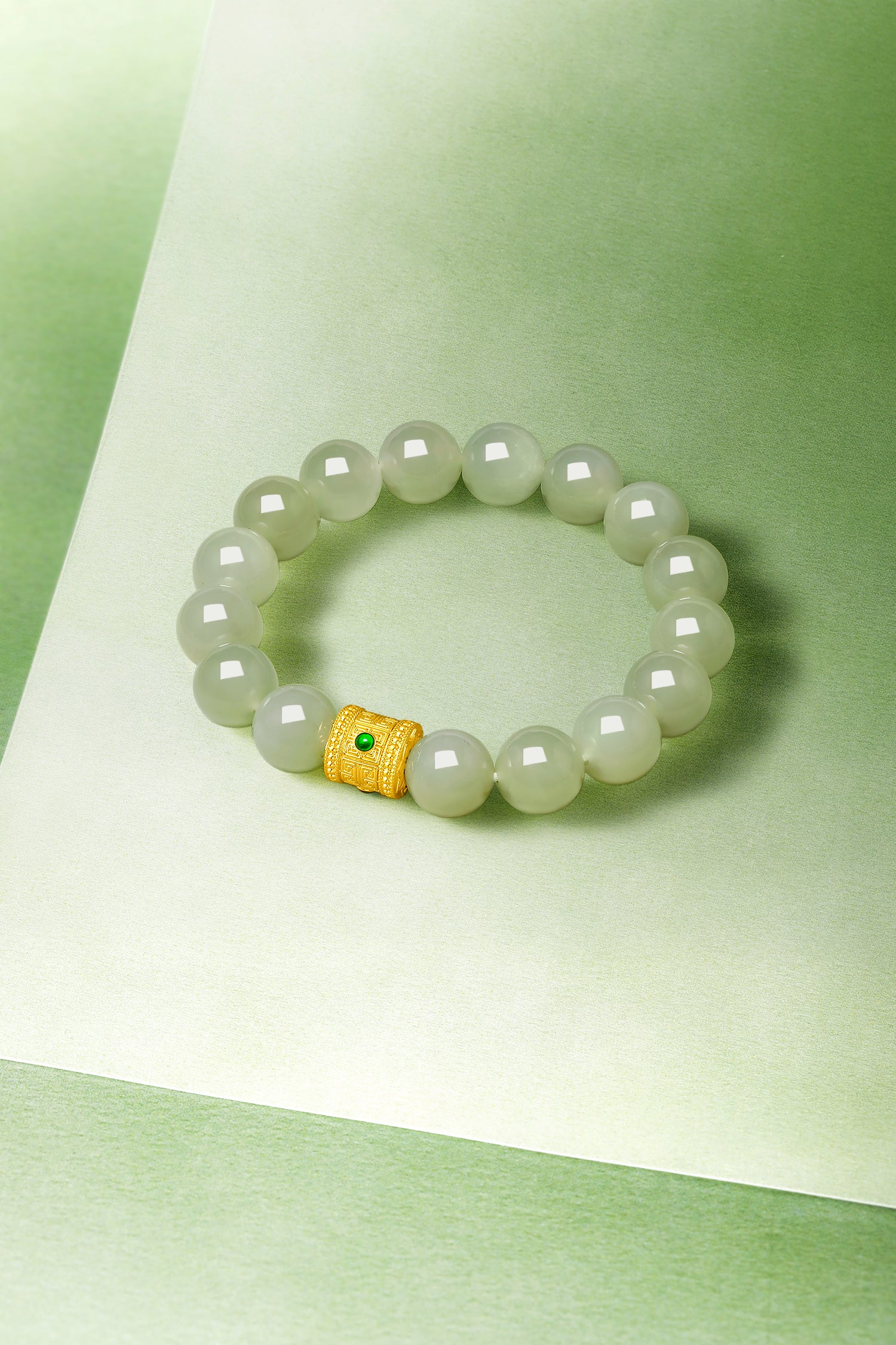 24K Gold Beaded Bracelet Hetian Jade 1-1.2g Y1913007
