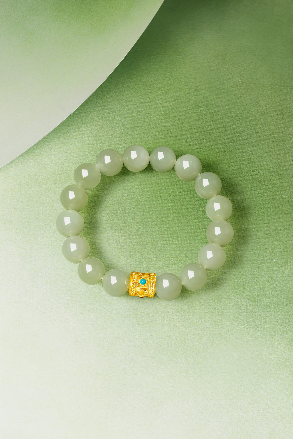 24K Gold Beaded Bracelet Hetian Jade 1-1.2g Y1913007
