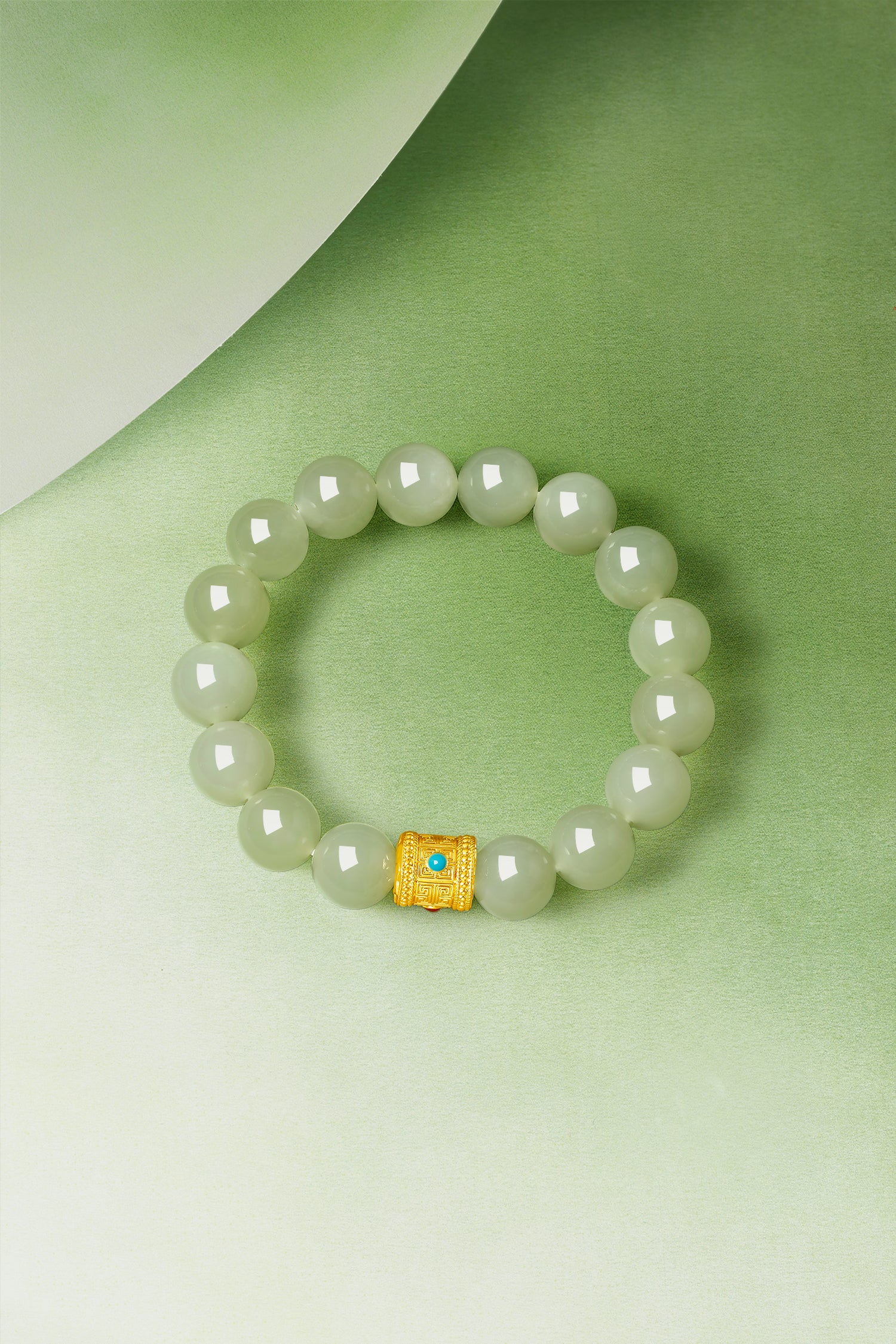 24K Gold Beaded Bracelet Hetian Jade 1-1.2g Y1913007