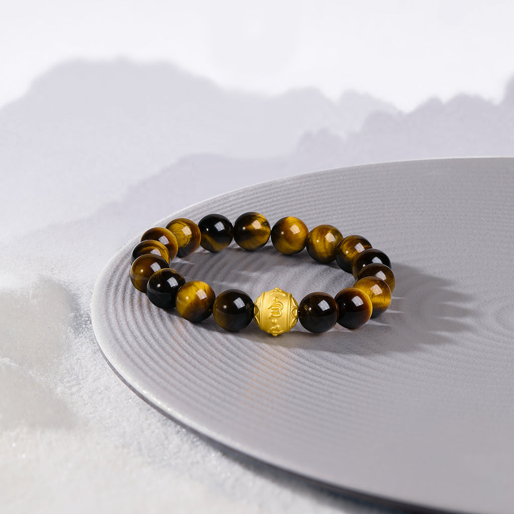 24K Gold Beaded Bracelet Tigerite 1-1.2g A1913551