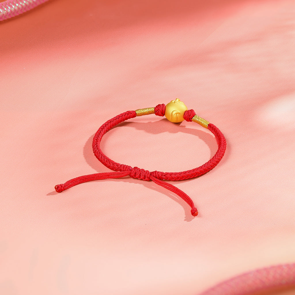 "Chinese Zodiac Snake" 24K Gold String Bracelet Snake 0.7-1g A1714444
