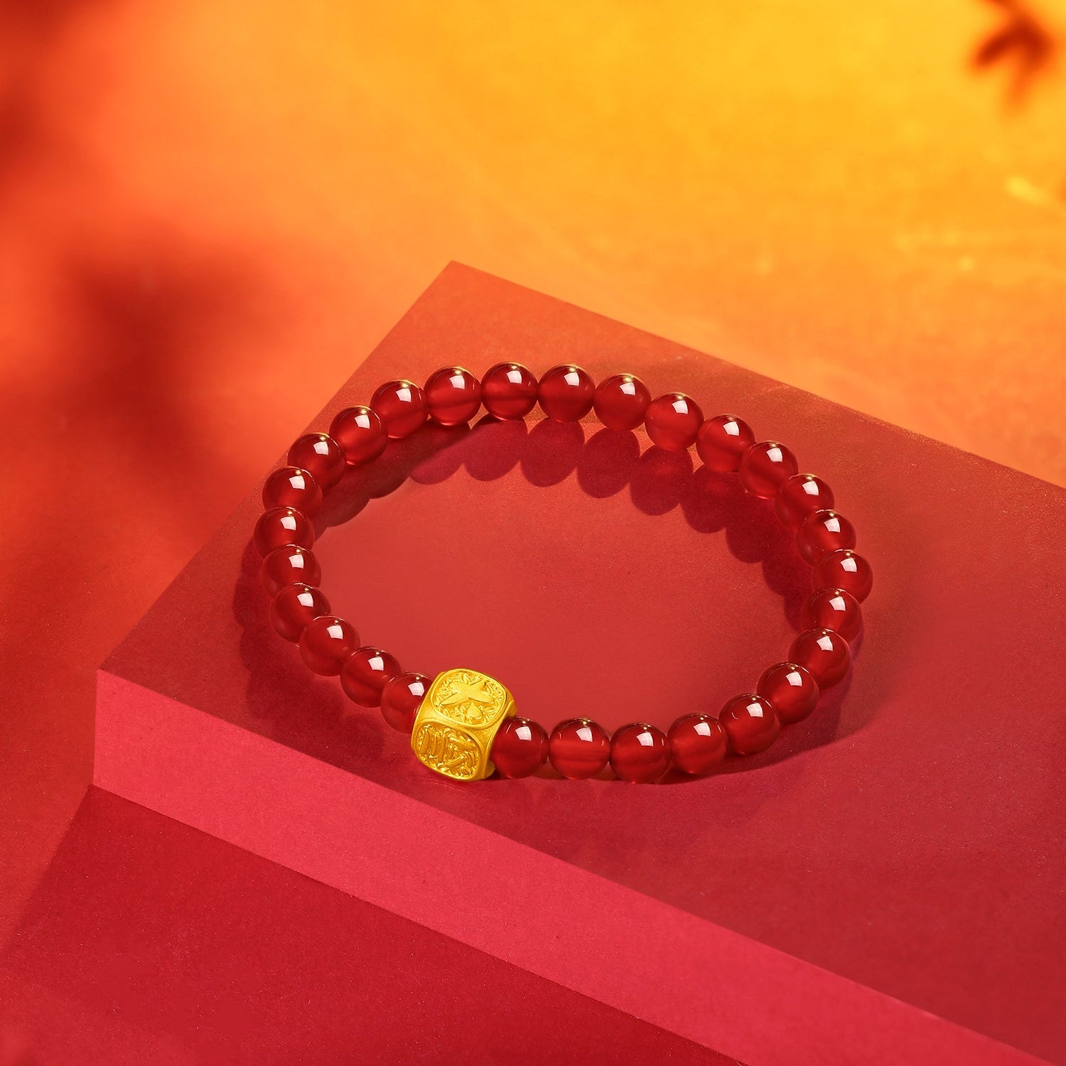 24K Gold Beaded Bracelet Agate 0.6-0.9g Shun 顺 A1911358