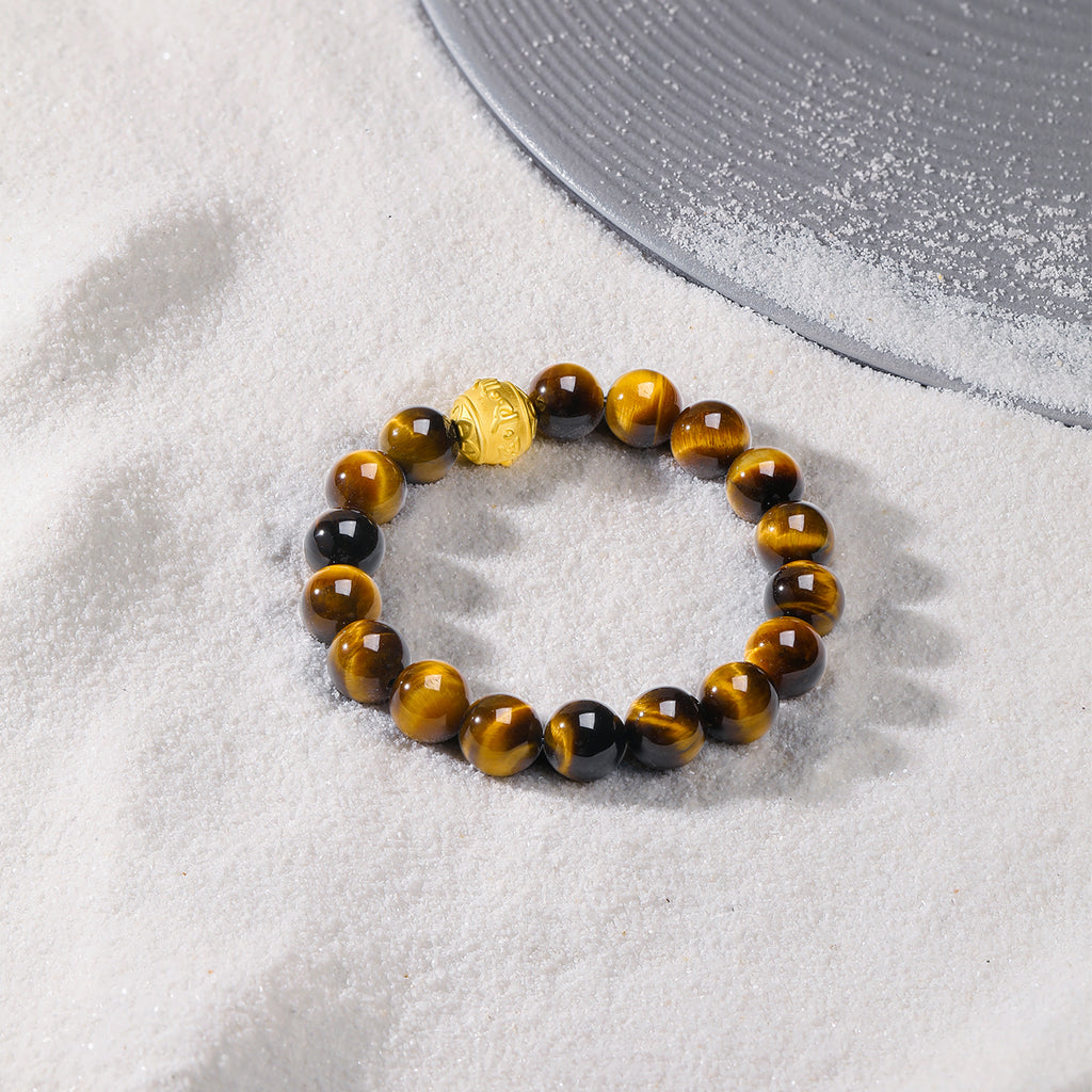 24K Gold Beaded Bracelet Tigerite 1-1.2g A1913551