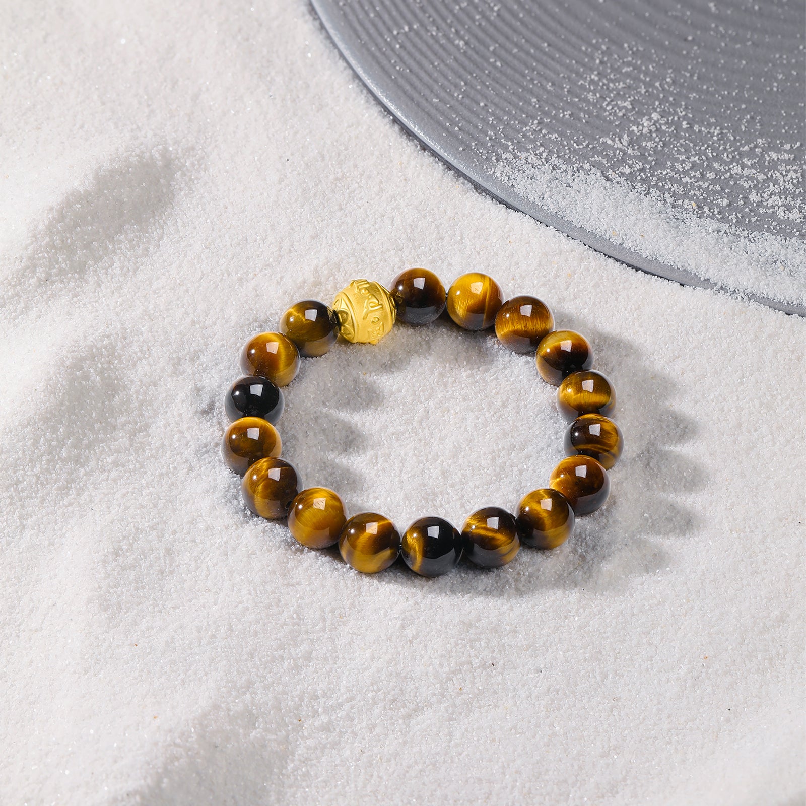 24K Gold Beaded Bracelet Tigerite 1-1.2g A1913551