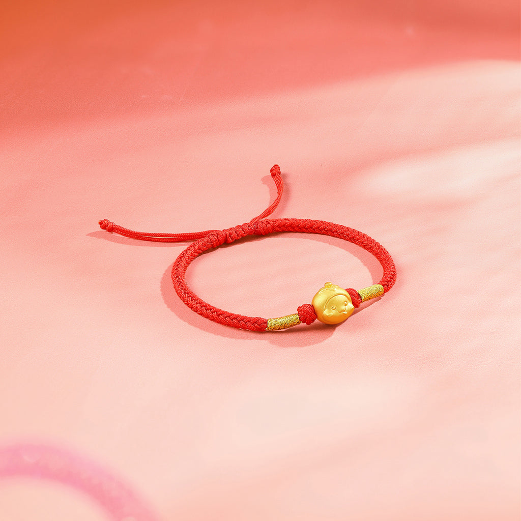 "Chinese Zodiac Snake" 24K Gold String Bracelet Snake 0.7-1g A1714444